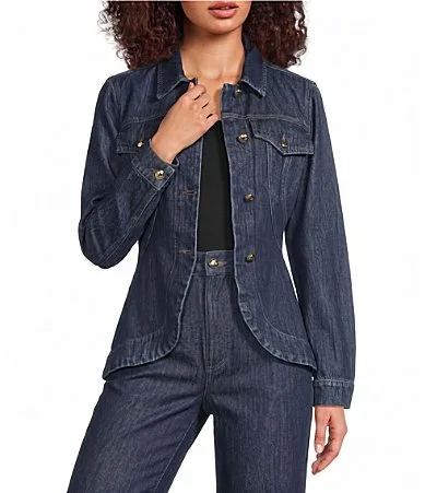 Peplum Washed Denim Jacket by Marella