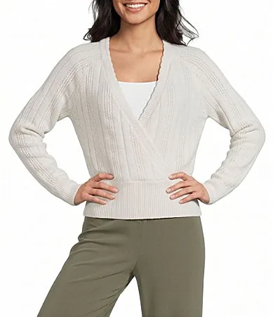 V-Neck Wrap Front Long Sleeve Top by Evolutionary