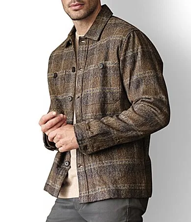 Marled Plaid Shirt Jacket by Johnston & Murphy