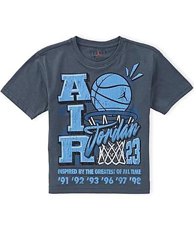 Short Sleeve Retro Hoop Distressed Graphic T-Shirt by Jordan