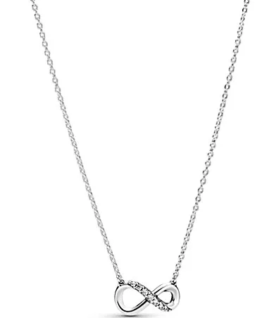CZ Infinity Short Pendant Sterling Silver Necklace by Pandora