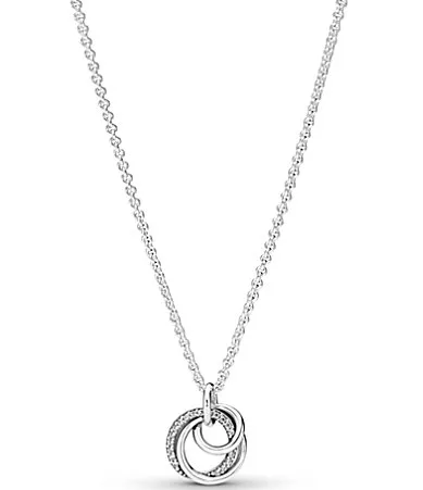 Family Always Encircled Short Sterling Silver Pendant Necklace by Pandora