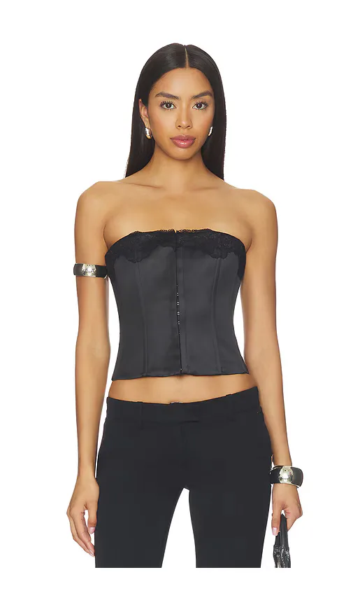 Jean Lace Trim Satin Corset by Guizio