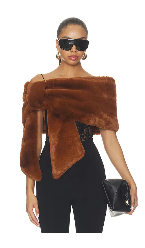 Faux Fur Bow Capelet by Shushutong