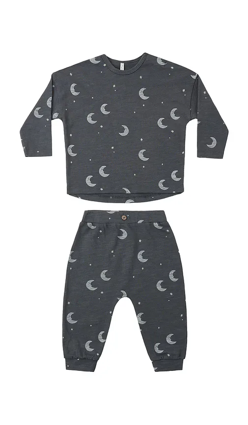 Rylee + Cru Long Sleeve Tee + Pant Set Moons by Rylee  Cru