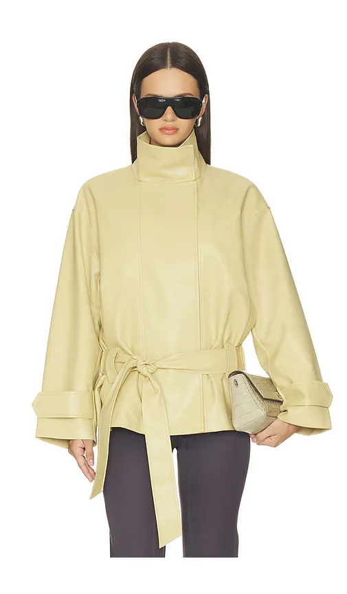Jaden Faux Leather Belted Jacket