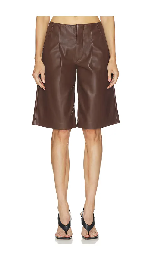 Faux Leather Pleated Trouser Short by Hudson Jeans