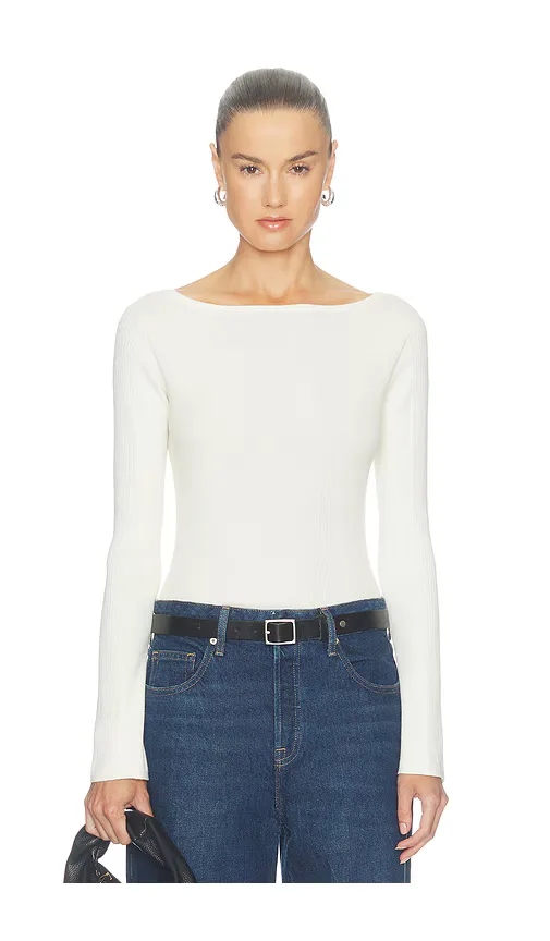 The Rib Scoop Boat Neck Top by GOOD AMERICAN