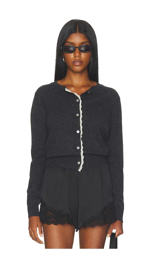 Lace Trim Knit Wool Cardigan by Cubic London