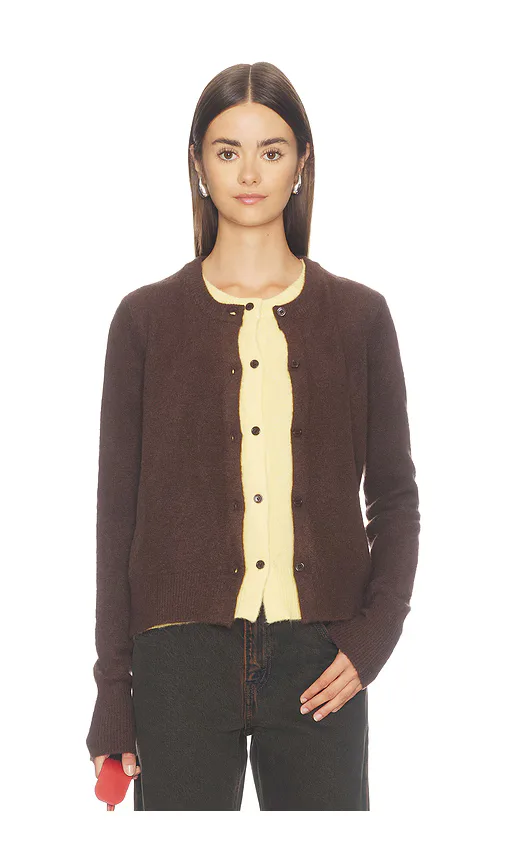Crewneck Knit Button-Up Cardigan