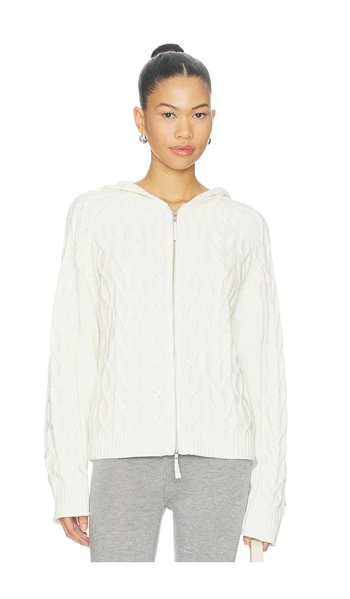 Salem Cable Knit Oversized Zip Up Hoodie by Frankies Bikinis