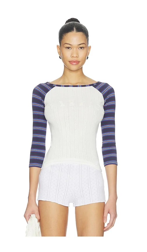 Game Day Pointelle Baseball Tee by Frankies Bikinis
