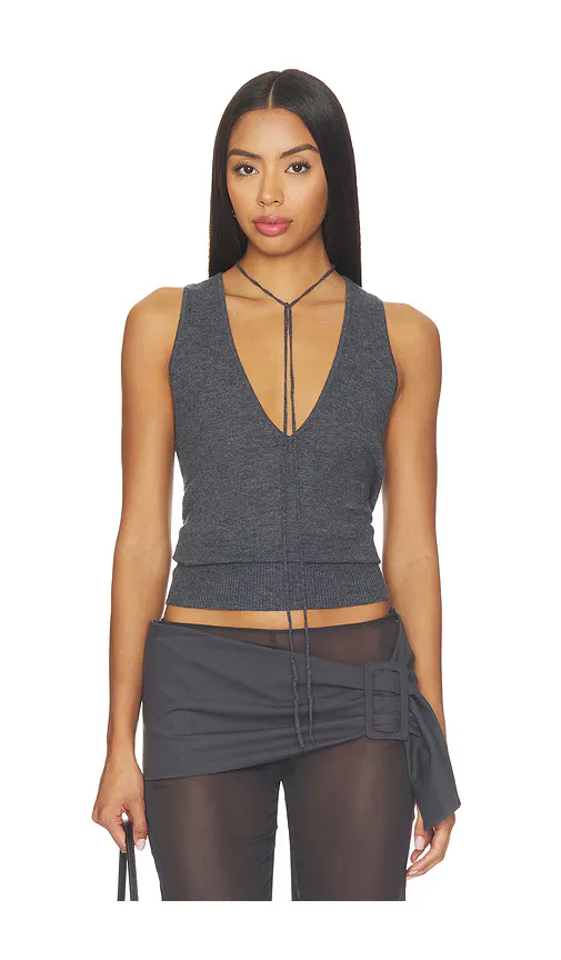 Plunge Rouleau Knit Tie Top by St Agni
