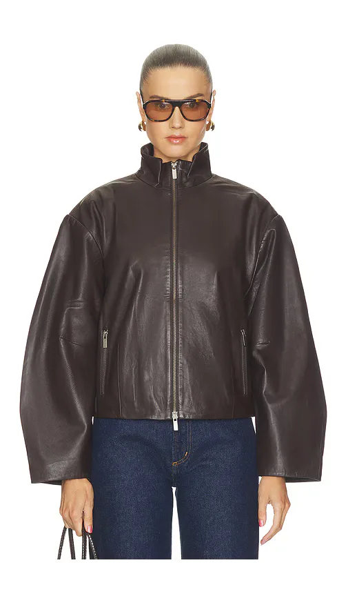 Cocoon Zip Leather Jacket by St Agni