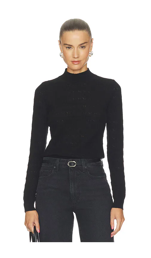 Pointelle Turtleneck Long Sleeve Top by Susana Monaco