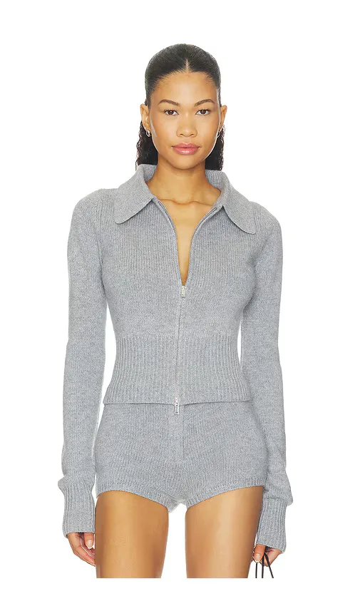 Cashmere Ribbed Collar Cardigan by Aexae