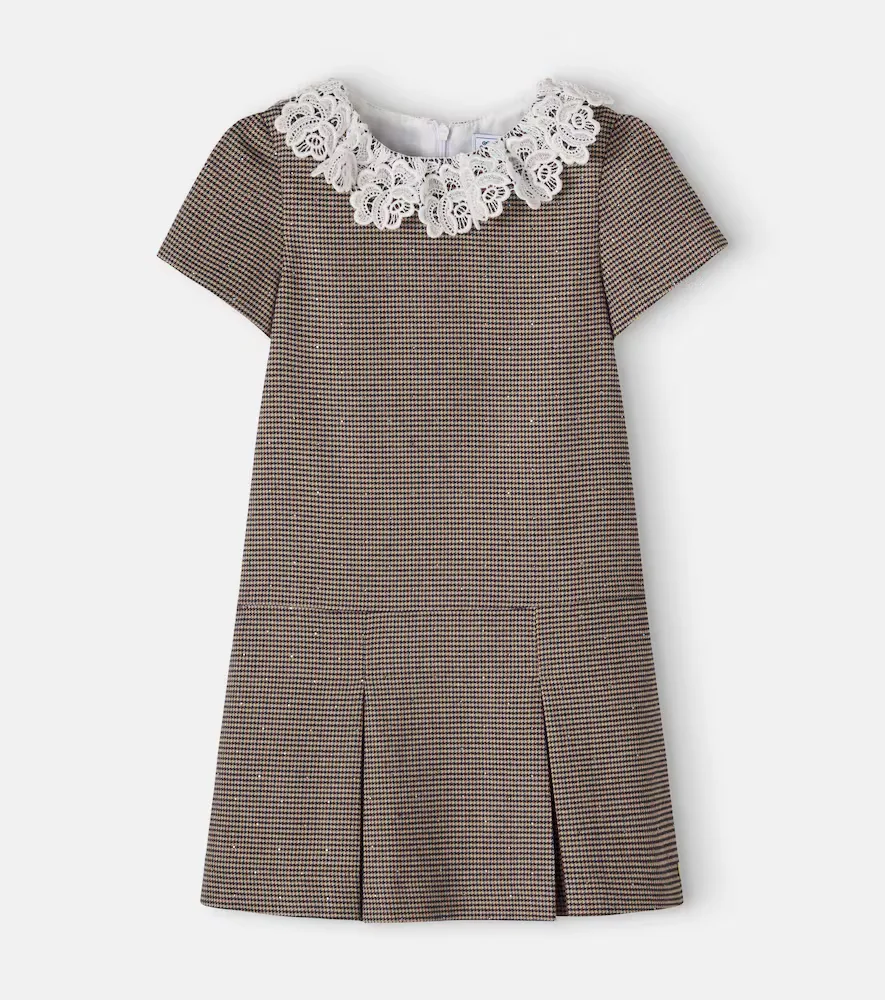 Lace-Trimmed Checked Dress by Tartine Et Chocolat