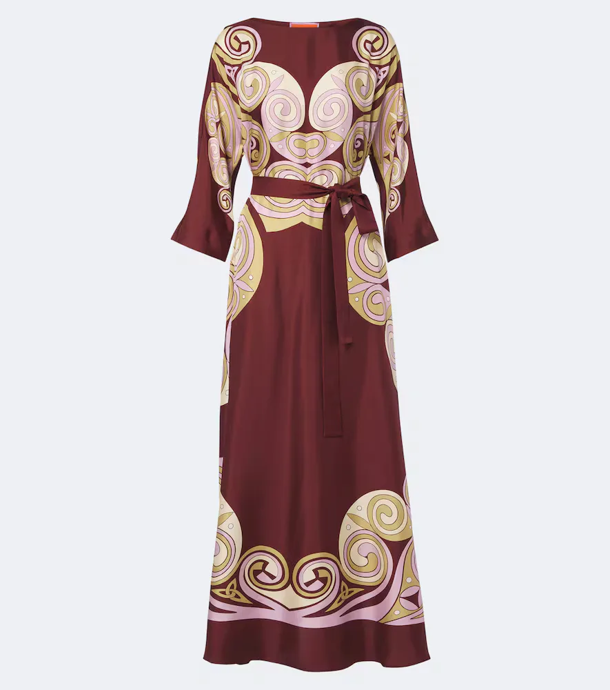 Muumuu Belted Printed Silk Twill Kaftan by La Doublej