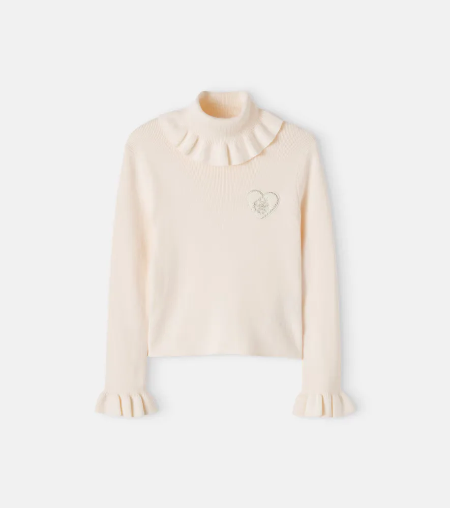 Ruffled Cotton and Wool Turtleneck Sweater by Chloé
