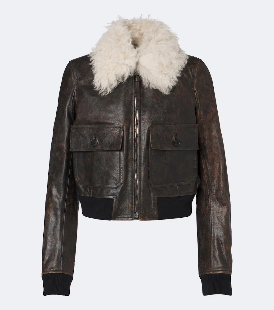 Shearling-Trimmed Leather Jacket by FENDI