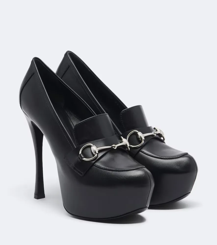 Fame Horsebit Leather Platform Pumps by Gucci