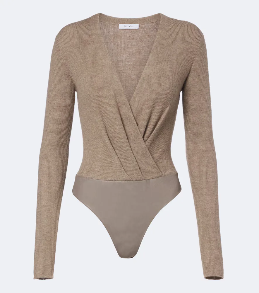 Draped Ribbed-Knit Cashmere Bodysuit by Max Mara