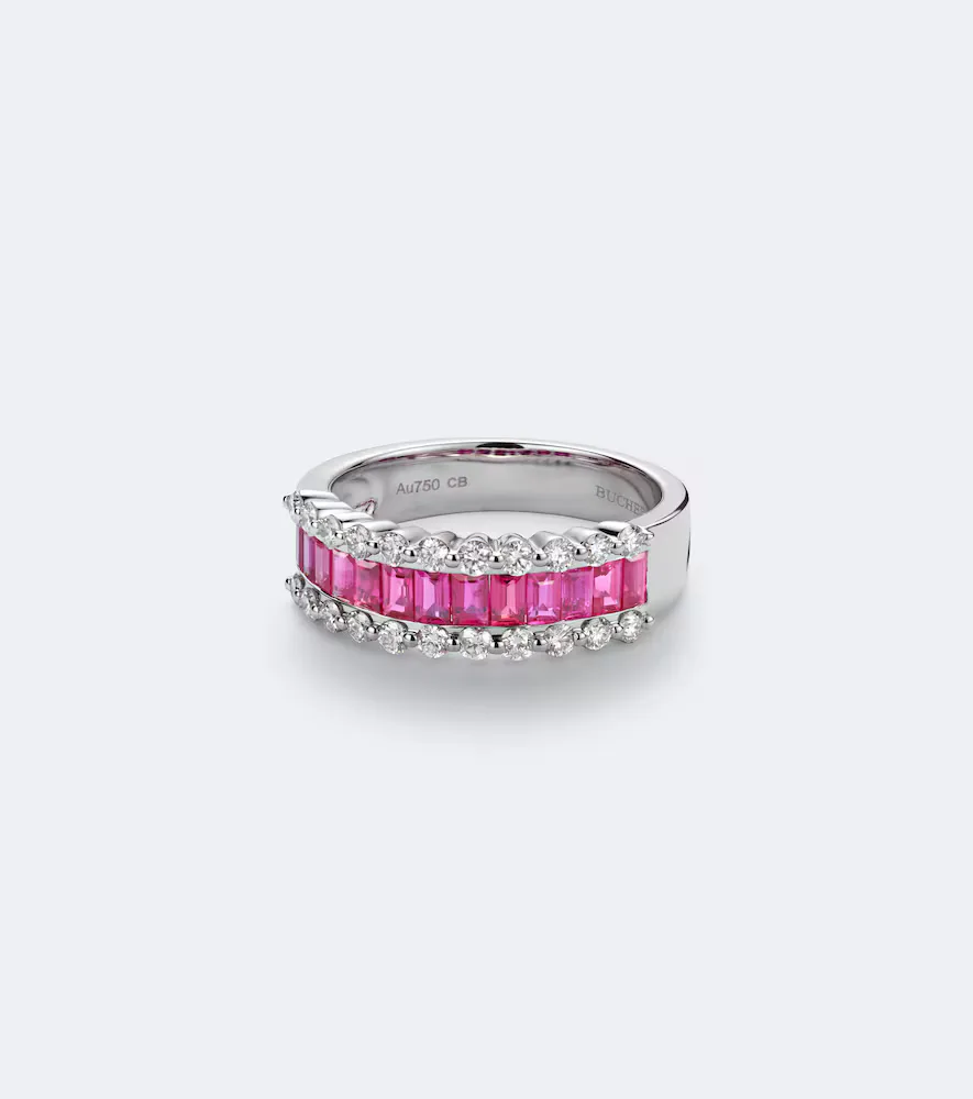 Baguette Love 18kt White Gold Ring with Rubies and Diamonds by Bucherer Fine Jewellery