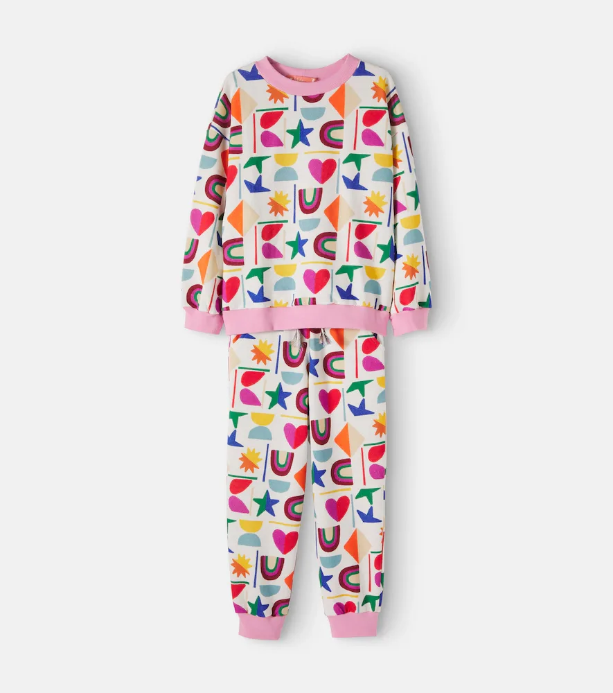 Printed Cotton Sweatshirt and Sweatpants Set by Fabula