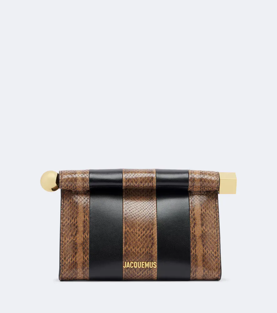 Rond Carré Snake-Effect Leather Clutch by JACQUEMUS