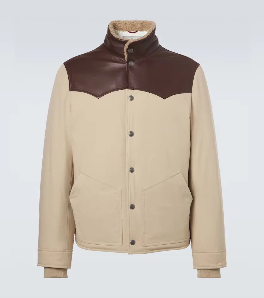 Leather-Trimmed Down Jacket by Brunello Cucinelli