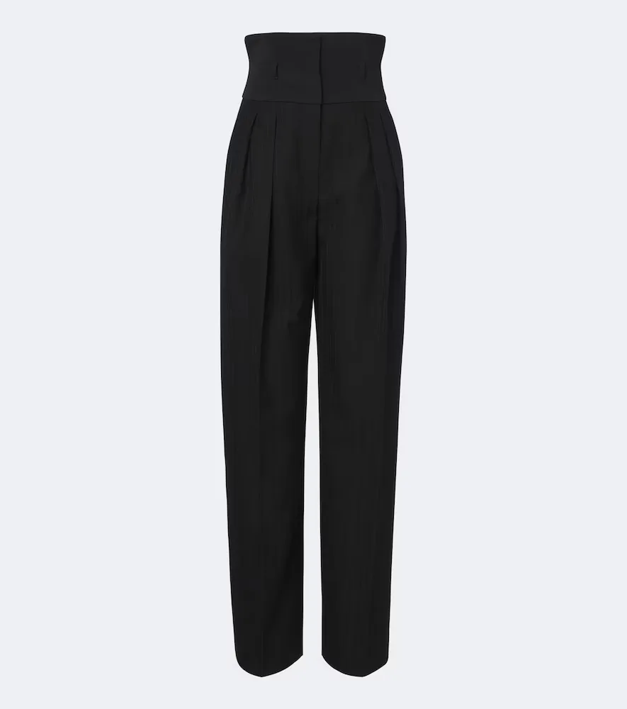 Pinstripe Virgin Wool Wide-Leg Pants by Dolce&Gabbana