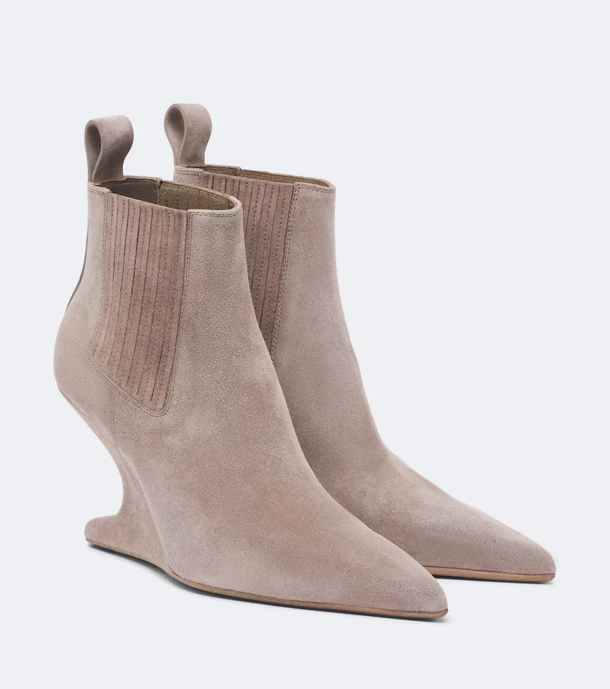 Cantilever Suede Wedge Boots by Rick Owens