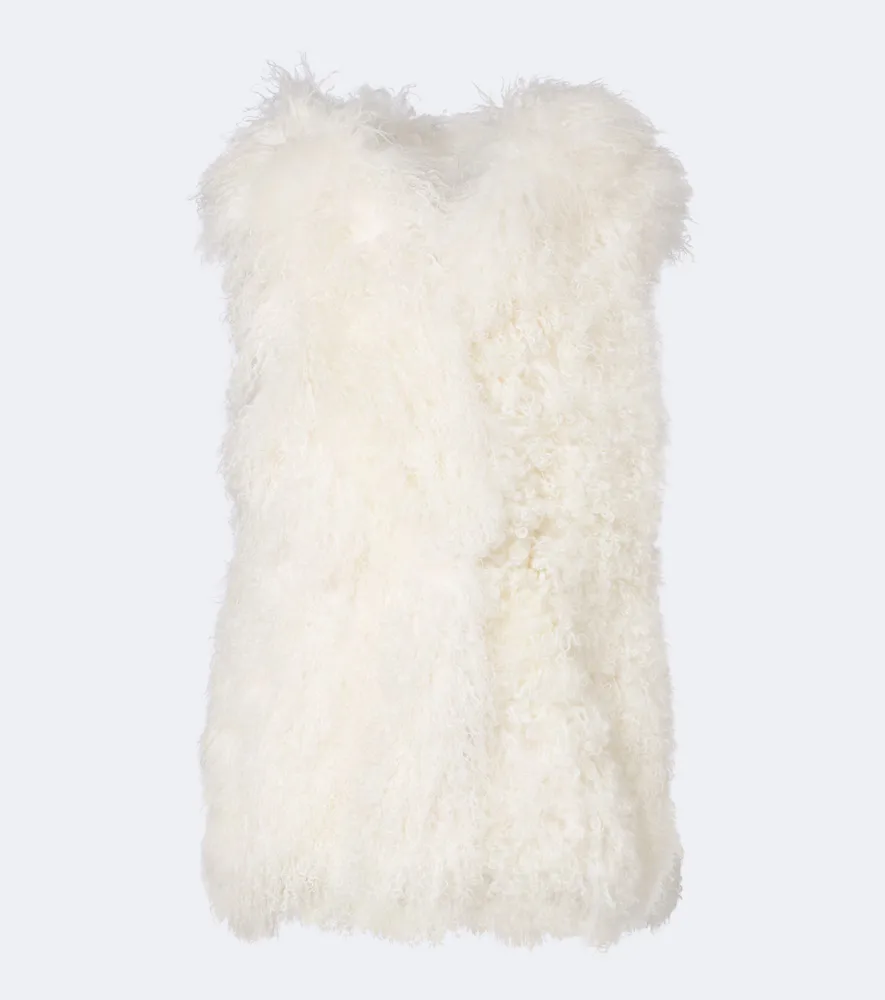 Hooded Shearling Vest by Yves Salomon
