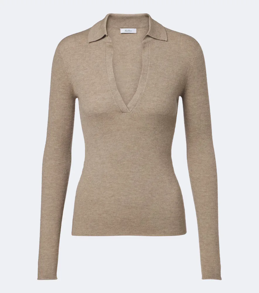Ribbed-Knit Cashmere Polo Sweater by Max Mara