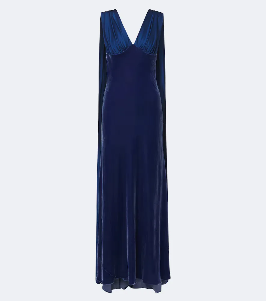 Mariselle Caped Velvet Gown by Simkhai
