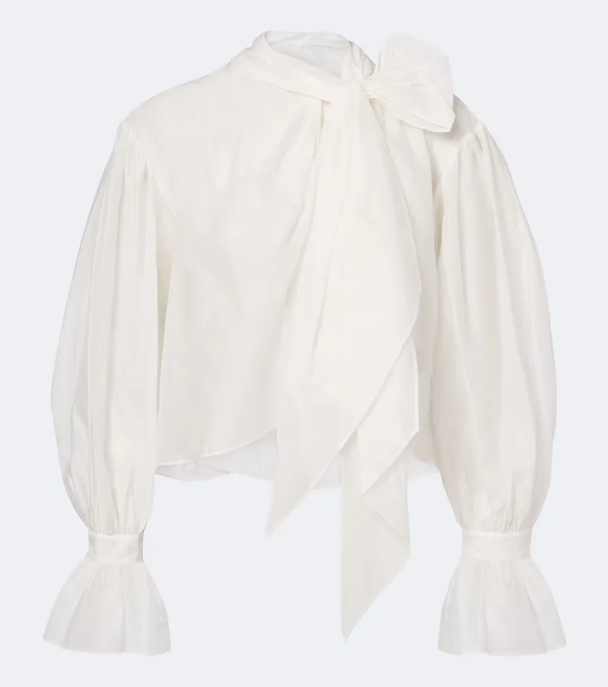 Tie-Detail Cotton and Silk Organdy Blouse by Polo Ralph Lauren