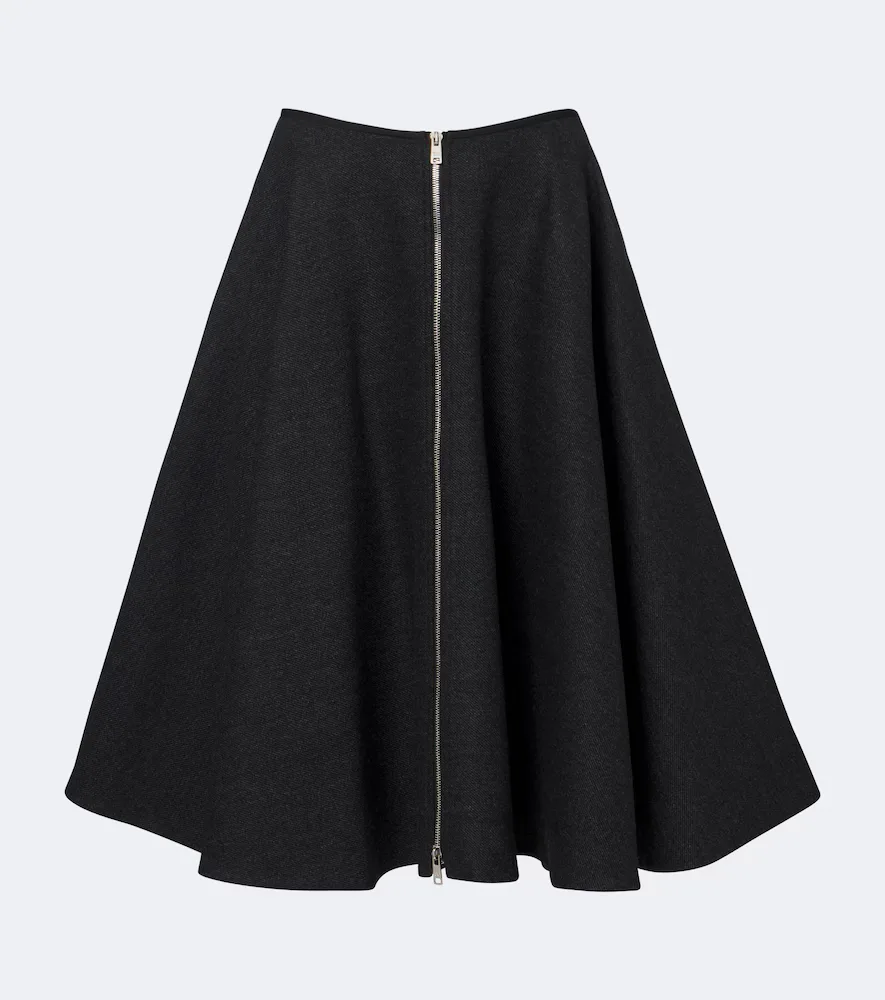 Re-Nylon-trimmed Virgin Wool Midi Skirt by Prada
