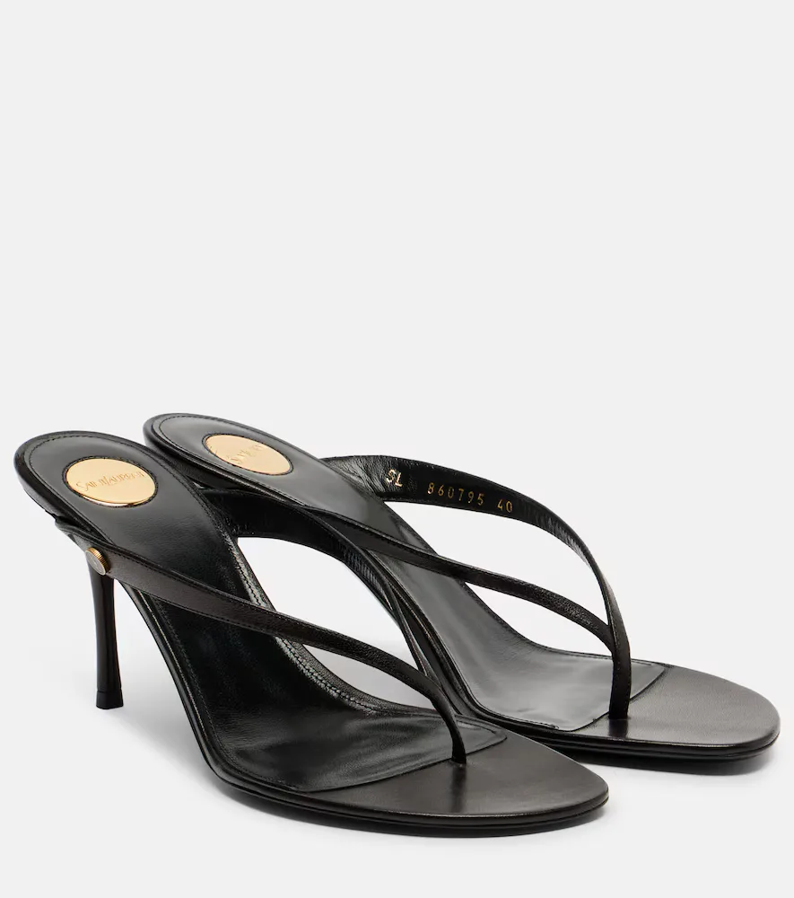 Sue Leather Thong Sandals by Saint Laurent