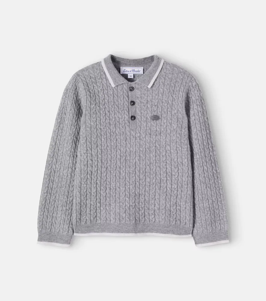 Cable-Knit Wool Polo Sweater by Tartine Et Chocolat