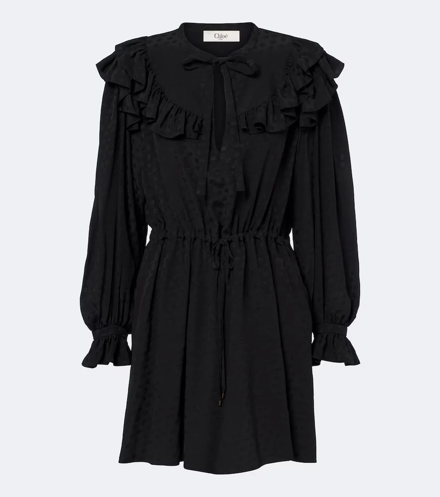 Ruffled Jacquard Silk Minidress by Chloé