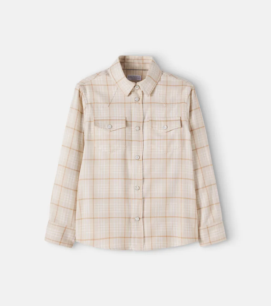 Checked Cotton-Blend Flannel Shirt by Brunello Cucinelli