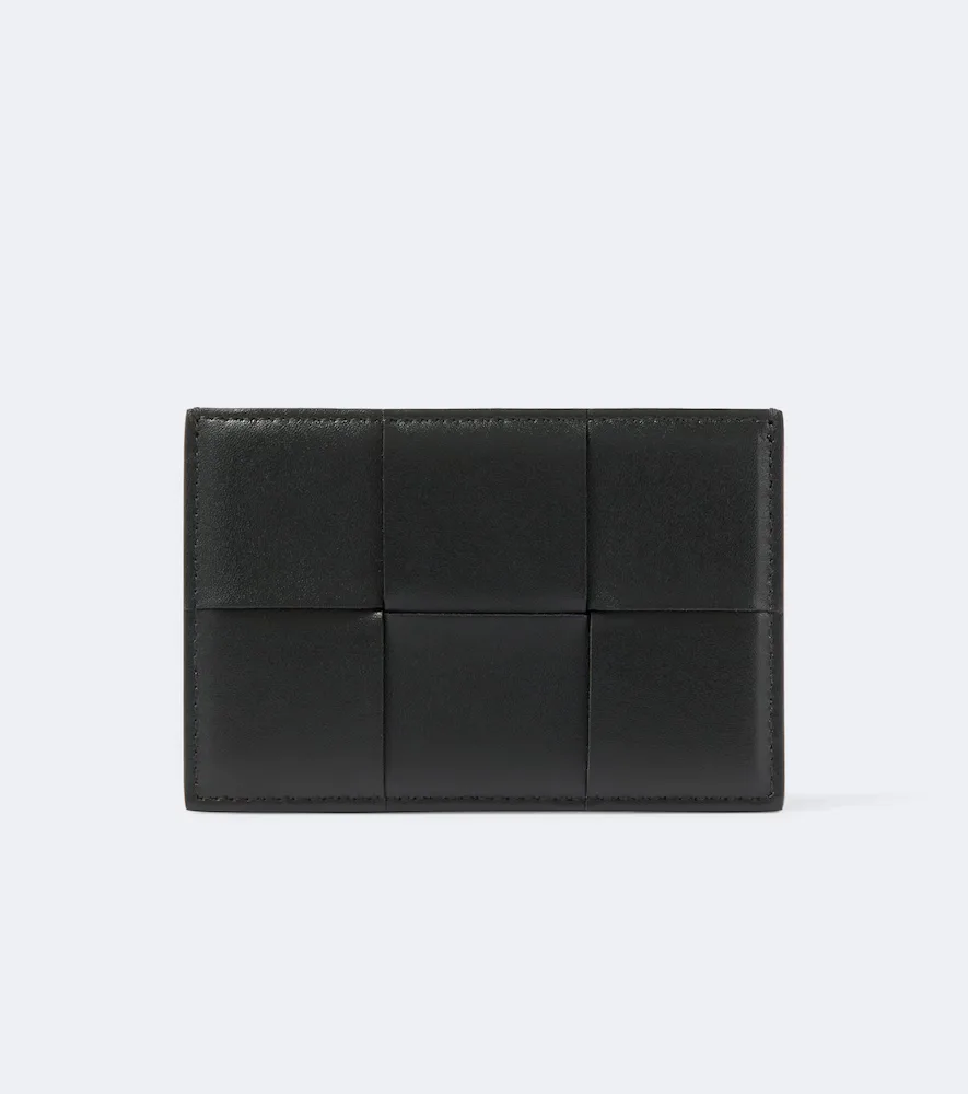 Intreccio Cassette Leather Card Holder by Bottega Veneta