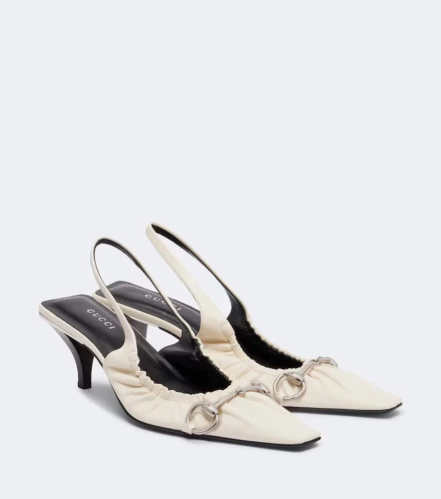 Vittoria Horsebit Leather Slingback Pumps by Gucci