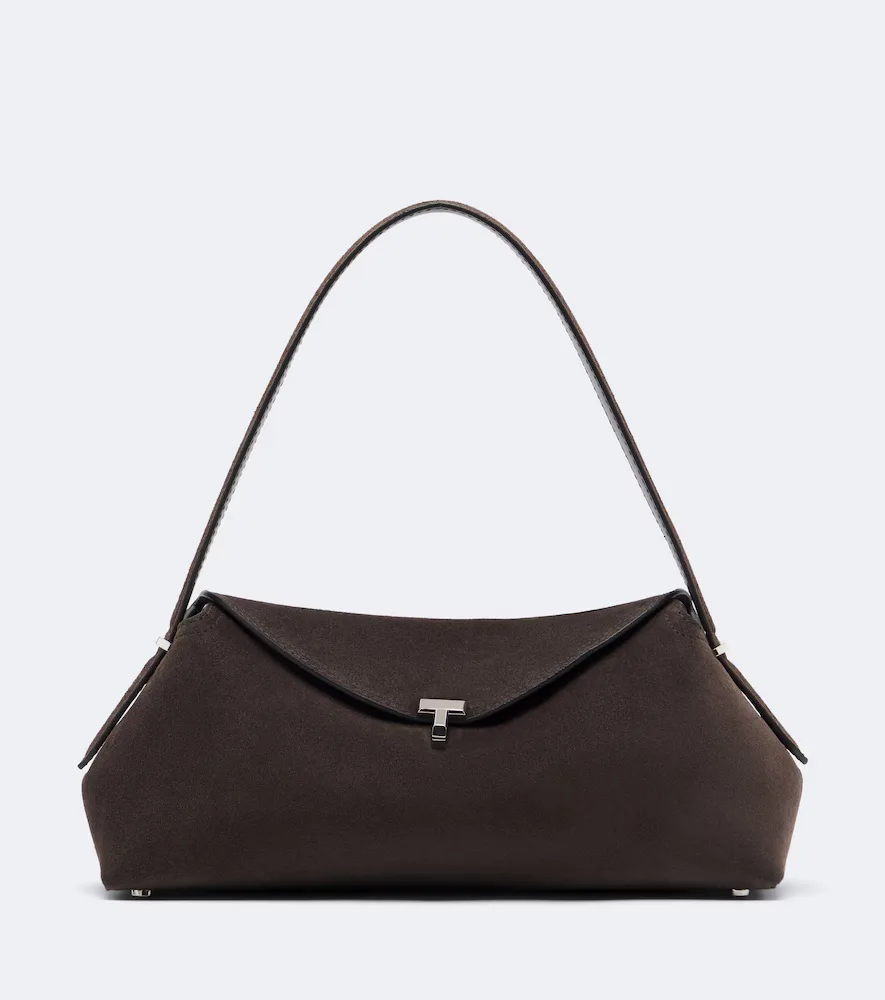 T-Lock Medium Suede Shoulder Bag by Totême