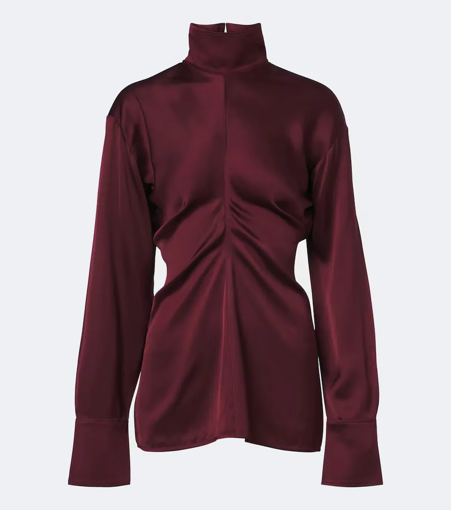 Slouch Draped Crpe Satin Blouse by Totême