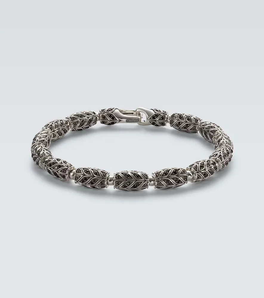Chevron Sterling Silver Bracelet with Diamonds by David Yurman