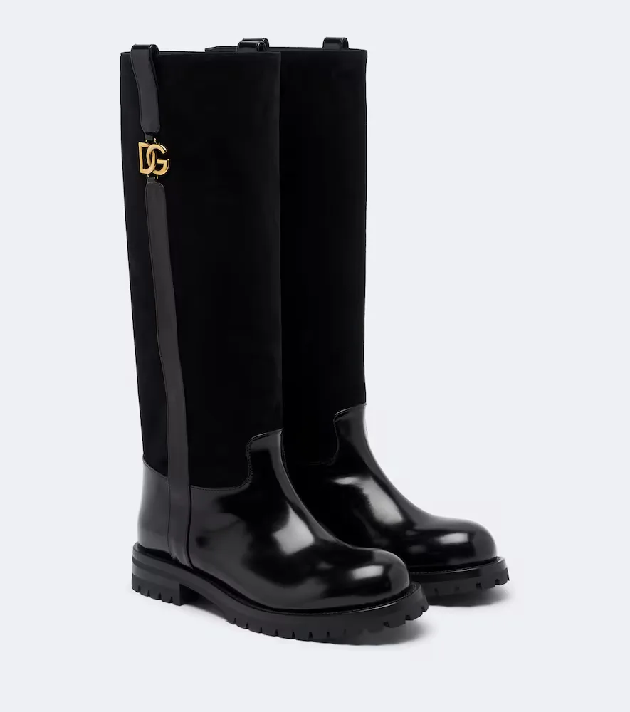 DG Leather and Suede Knee-High Boots by Dolce&Gabbana