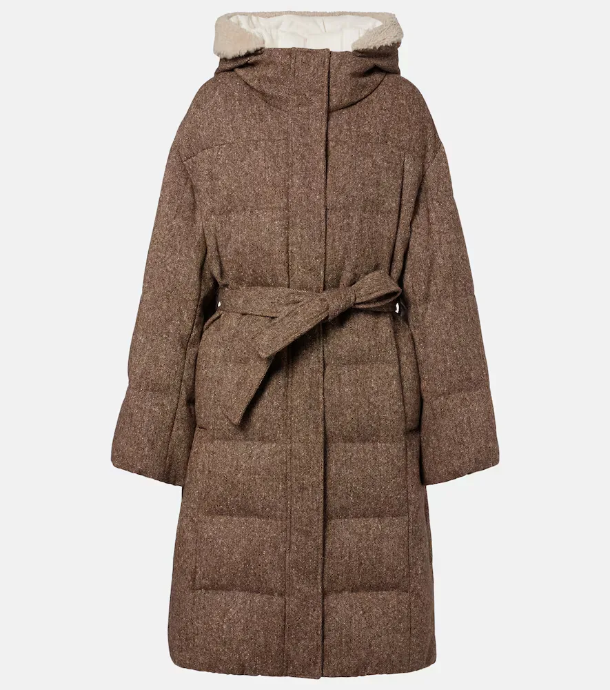 Shearling-Trimmed Wool-Blend Down Coat by Brunello Cucinelli