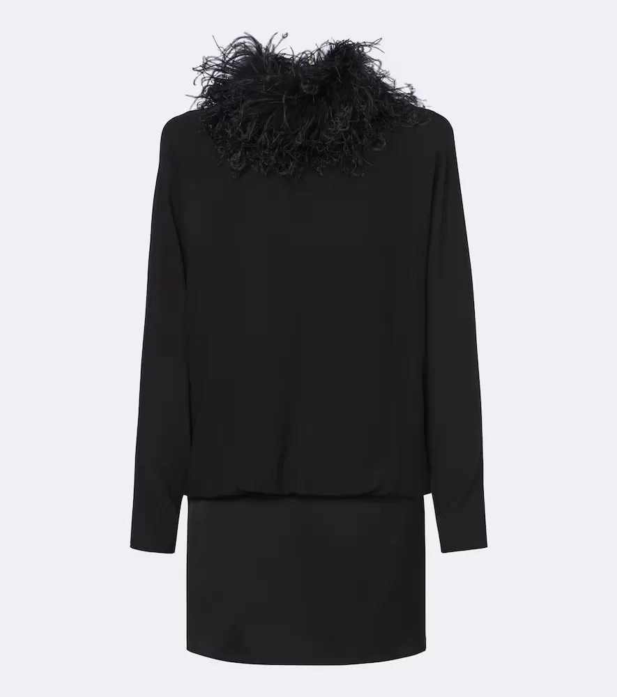 Feather-Trimmed Silk Georgette Minidress by Valentino Garavani