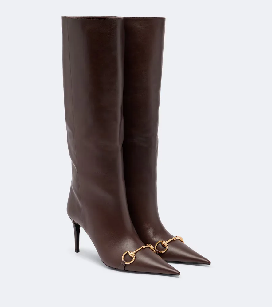 Donna Horsebit Leather Knee-High Boots by Gucci